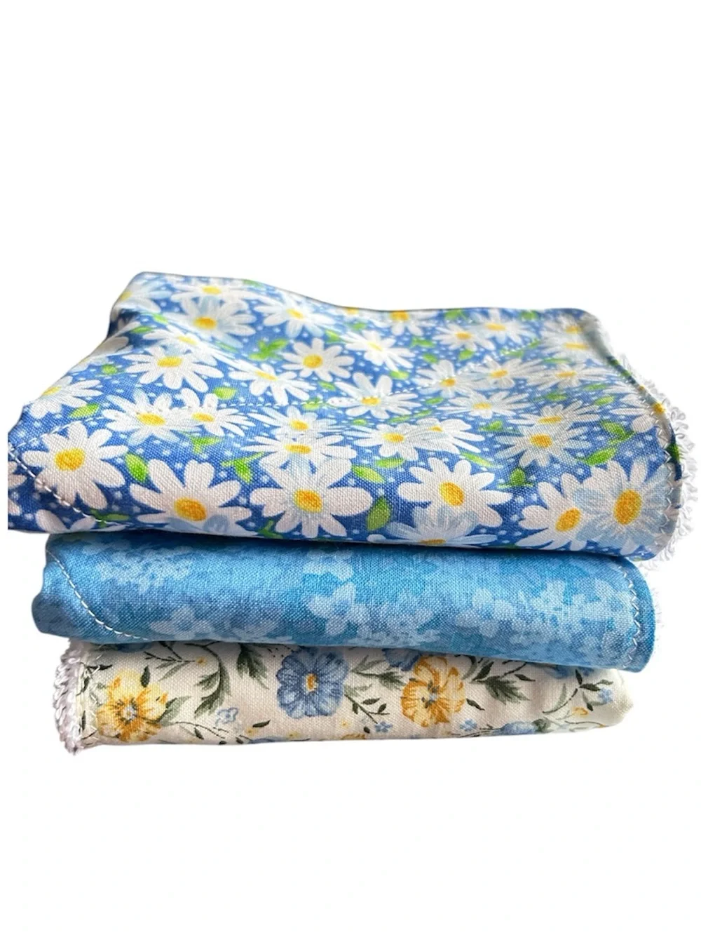 Hand Crafted Floral Soft Luxury Cotton Quilted Wash Cloth Set Eco Friendly Reusa